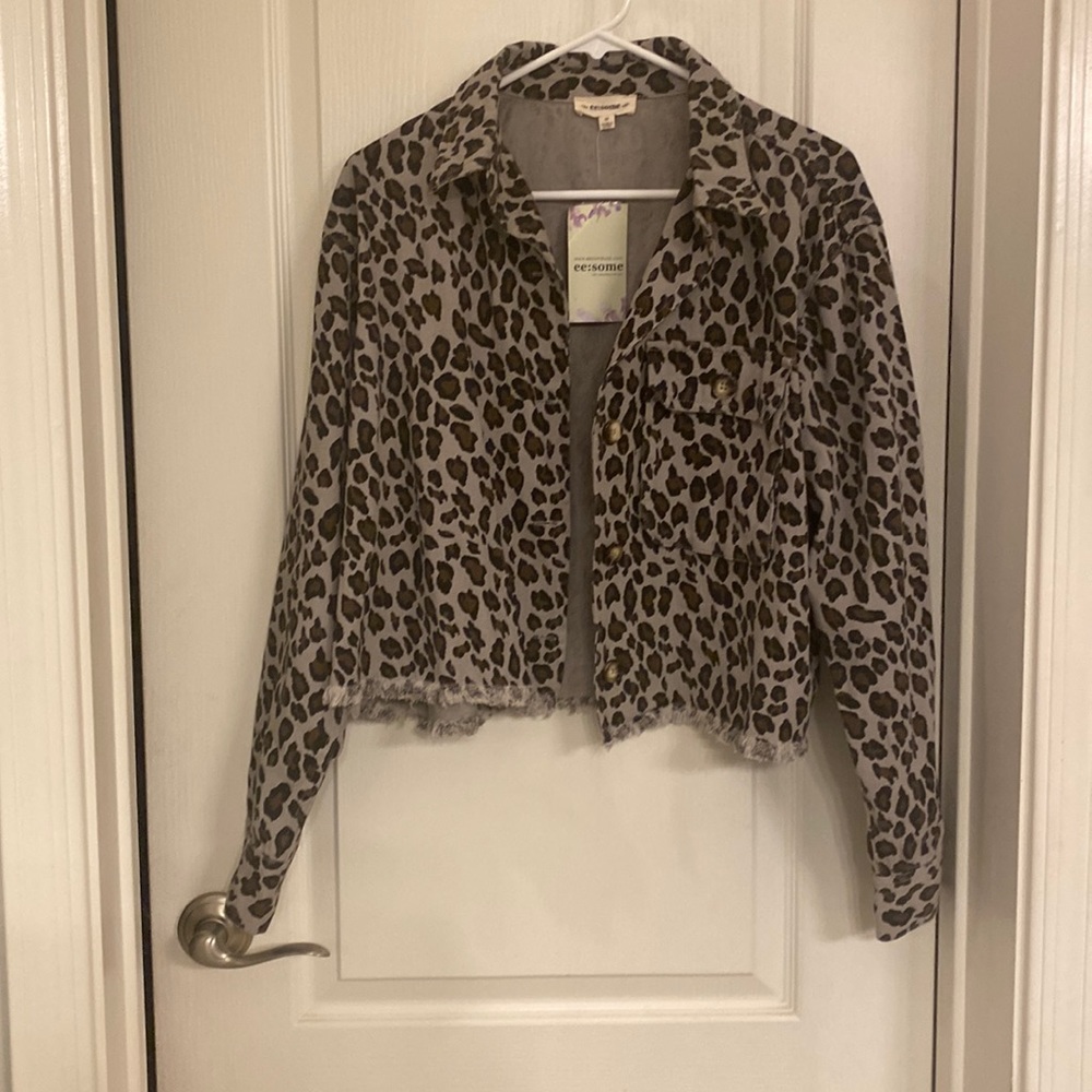 Leopard jean jacket